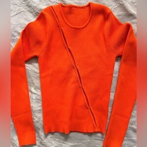Orange Ribbed Women's Sweater